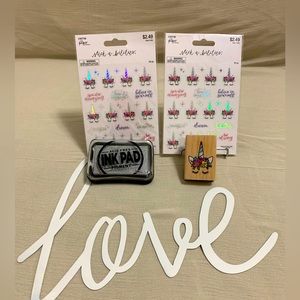 108 pc Flower Unicorn Stickers With Affirmations & 1 Rubber Stamp & Ink Pad